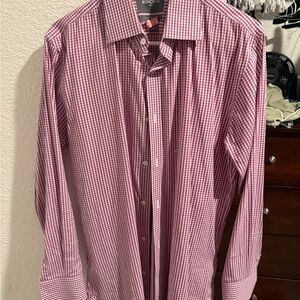 Bonobos Men's Slim Fit Checkered Shirt - Purple and White